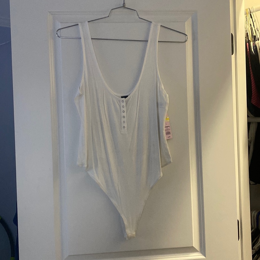 Target white 1/4 button down bodysuit